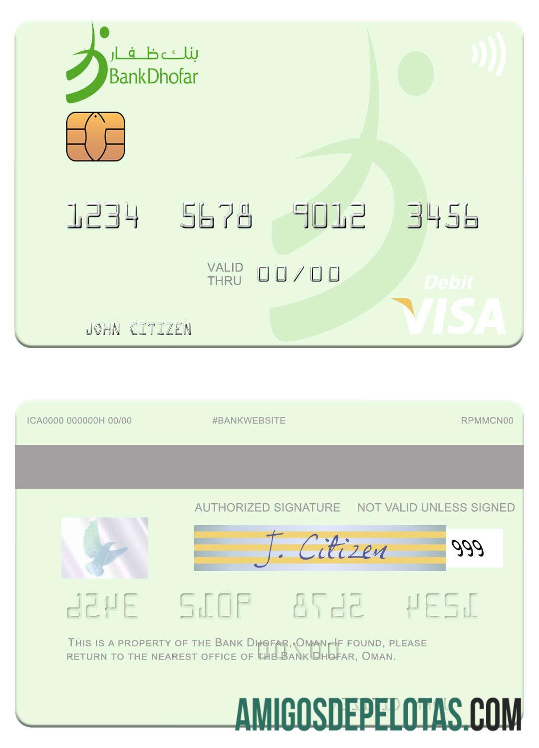 Oman Bank Dhofar Visa Debit Card sample